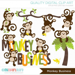 Monkey Clipart, Monkey Business, Cute monkeys, boy monkey, woodland ...