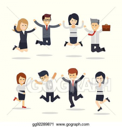 Vector Stock - Happy business people jumping. team work ...