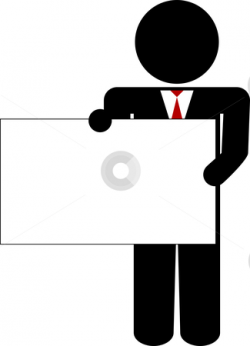 Stick figure holding a business card stock vector