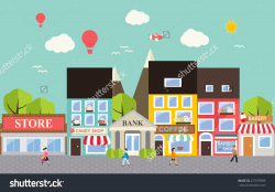 Business clipart town - Pencil and in color business clipart town