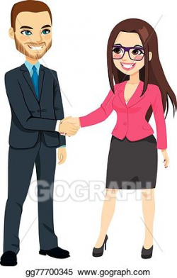 EPS Illustration - Businessman shaking hands businesswoman. Vector ...