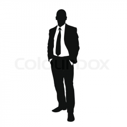 Vector business man black silhouette standing full length over ...