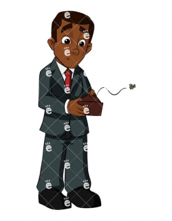 Black Businessman With Empty Wallet Vector Cartoon Clipart | Empty ...