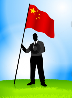 Businessman Leader Holding China Flag stock vector
