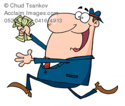 Clipart Image of A Happy Cartoon Businessman Ready To Invest a Wad ...