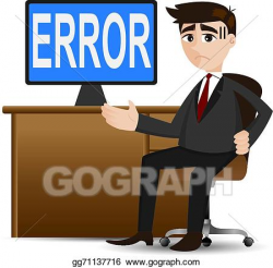 Vector Clipart - Cartoon businessman showing error computer ...