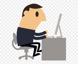 Cartoon Business Man Working With Computer - Cartoon Man At ...
