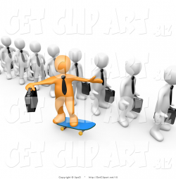 3d Clip Art of a Orange Boss and Line of Employees by 3poD - #15