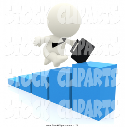 Clip Art of a 3d White Business Man Sprinting up a Bar Graph by ...