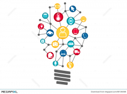 Internet Of Things (Iot) Concept. Vector Illustration Of Light Bulb ...