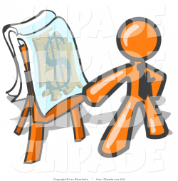 Clip Art of an Orange Businessman Standing by a Dollar Sign Puzzle ...