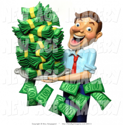 3d Illustration of a 3d Successful Businessman Holding a Tray of ...