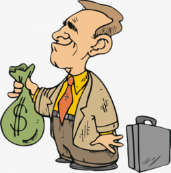 Cartoon Businessman Holding Money Bag, Cartoon, Businessman, Holding ...