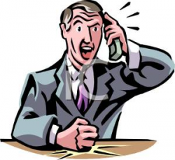 Clip Art Image: Angry Businessman Yelling At Someone Over the Telephone