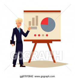 Clipart - Businessman giving presentation using a board. Stock ...