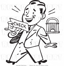 Retro Clip Art of an Excited Businessman Looking at His Large Check ...