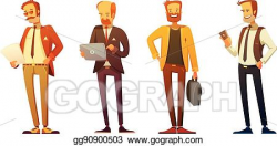 Vector Stock - Businessman dress code retro cartoon set. Stock Clip ...