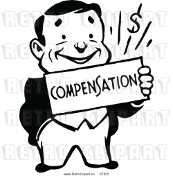 Clipart of a Smiling Retro Business Man Holding a Compensation Sign ...