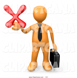 Clip Art of a Sad Orange Businessman Carrying a Briefcase and ...
