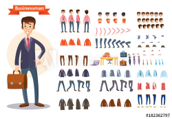Set of vector cartoon illustrations for creating a character ...