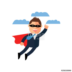 Office superhero businessman flying. happy worker. business ...