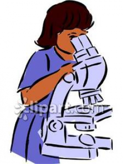 A Lab Technician Looking Through a Microscope Royalty Free Clipart ...