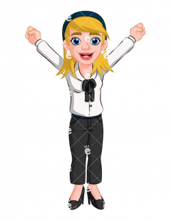 Winner Business Woman Cheering Vector Cartoon Clipart | Cheer ...