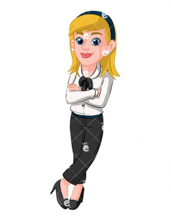 Cute Business Woman Crossing Arms Vector Cartoon Clipart | Business ...