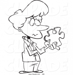 Clip Art of a Black and White Confused Businesswoman Holding a ...