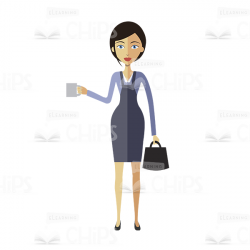 Brown-Haired Business Woman Vector Character Package