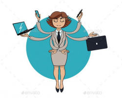 Elegant Businesswoman Clipart Busy Fice Lady with Many Arms | Meme ...