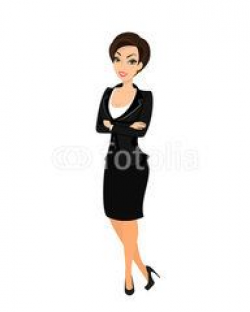 Vectors of Cartoon of black business woman posing with yellow ...