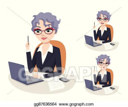 Clip Art Vector - Experienced business woman solving ...