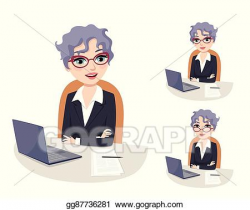 Vector Clipart - Job interview with successful female senior ...