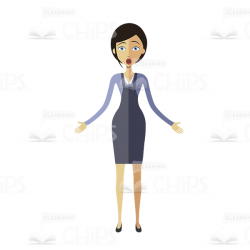Brown-Haired Business Woman Vector Character Package