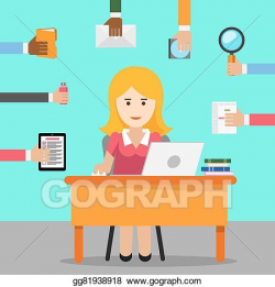 Vector Illustration - Secretary. busy woman for office work ...