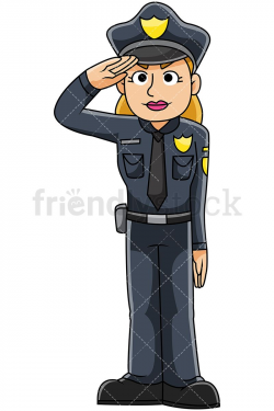 Female Police Officer Saluting Vector Cartoon Clipart | Female ...