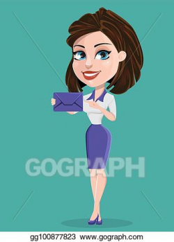 EPS Vector - Beautiful business woman with envelope ...