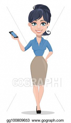 EPS Vector - Business woman holding modern smartphone. Stock ...