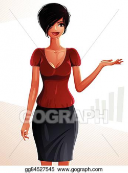 Vector Art - Beautiful mulatto businesswoman, full-length ...