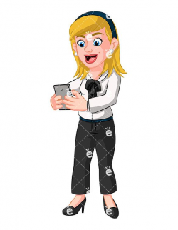 Businesswoman Texting With Her Phone Cartoon Vector Clipart | Free ...