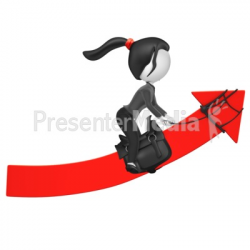 Businesswoman Figure Riding Up Arrow - Presentation Clipart - Great ...