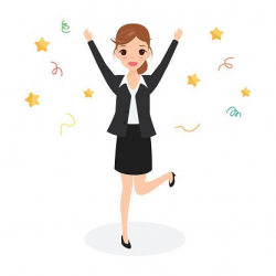 Happy Business Woman Jumping Celebrating Success Character ...