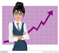 Successful Business Woman Graph Illustration 53307438 - Megapixl