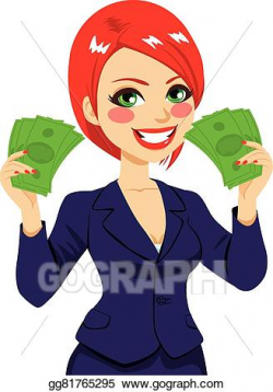 EPS Vector - Businesswoman money fan success. Stock Clipart ...
