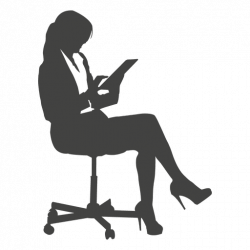 Businesswoman accessing tab on chair - Transparent PNG & SVG vector