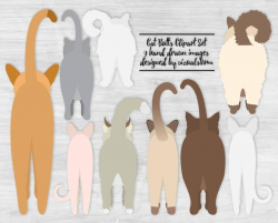 Cat Butt Clipart Cats From Behind Funny Digital Kitten Graphics Pet Planner  and Scrapbook Persian Devon Siamese Ragdoll Hairless Shorthair