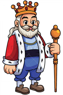 Wise Old King Holding Scepter Vector Cartoon Clipart | Royal red ...