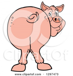Clipart of a Cartoon Pig Butt, with Him Smiling Back - Royalty Free ...