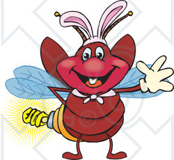 Clipart of a Friendly Waving Firefly Lightning Bug with a Light Bulb ...
